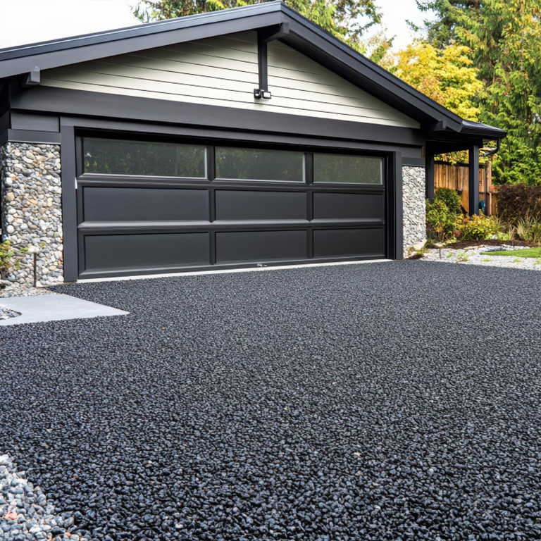 A clean & newly pressure washed driveway